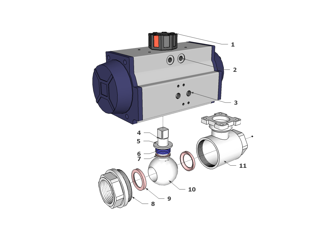 High Pressure Double Acting Stainless Steel Ball Valve